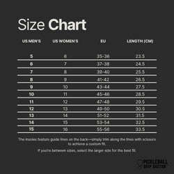 Size chart for men's and women's clothing with measurements in inches and centimeters.