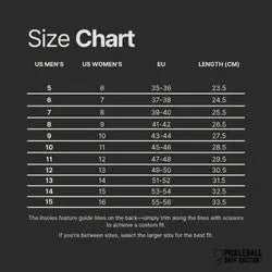 Size chart for men's and women's clothing with measurements in inches and centimeters.